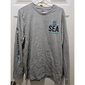 Adidas Seattle Kraken Long Sleeve Gray Men's / Unisex T Tee